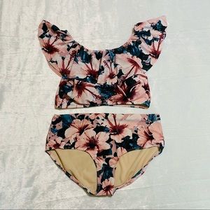 Albion Fit Bronte Floral Wave Swim Crop Large (L) and Midi Bottoms Medium (M)
